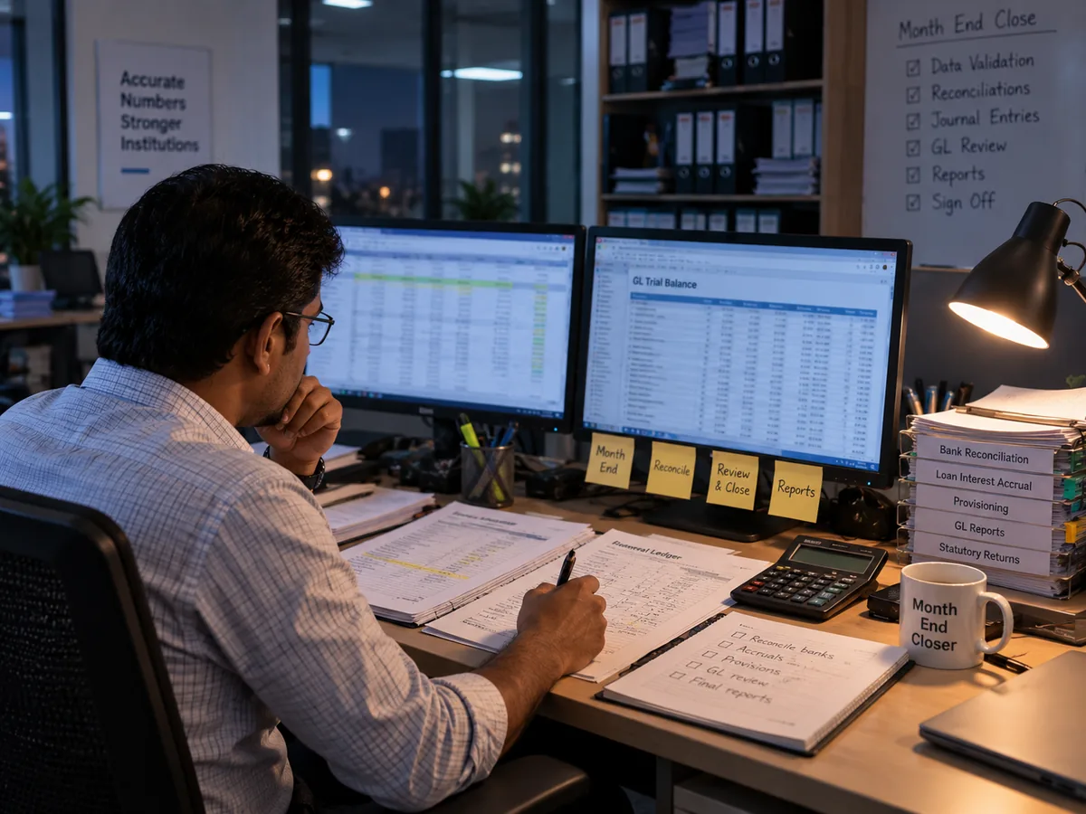 Finance controller working through a month-end close